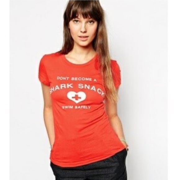 Wildfox Tops - Wildfox Red Shark Snack Tee